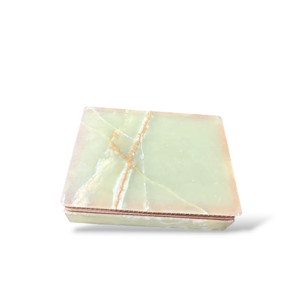 Italian Onyx Jewellery Box – Polished Green Marble Mid Century Jewelry Storage