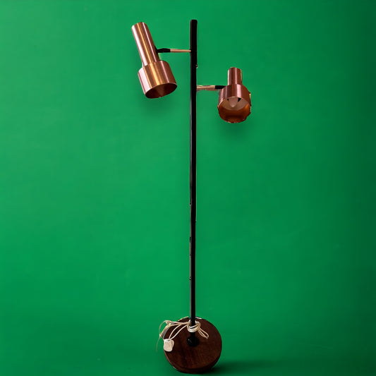 mid century copper and black floor lamp