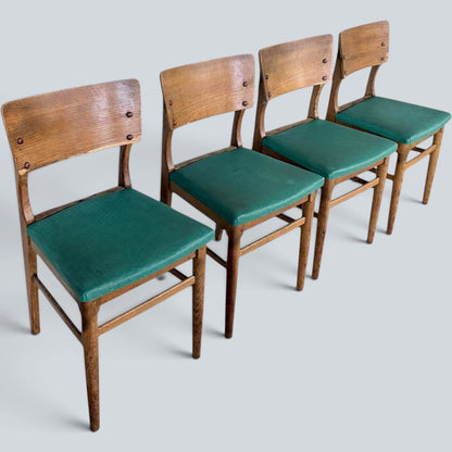 Mid Century Vintage Oak Dining Chairs – Set of Four