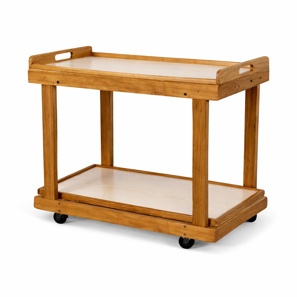 Mid Century Oak & Formica Two-Tier Drinks Trolley