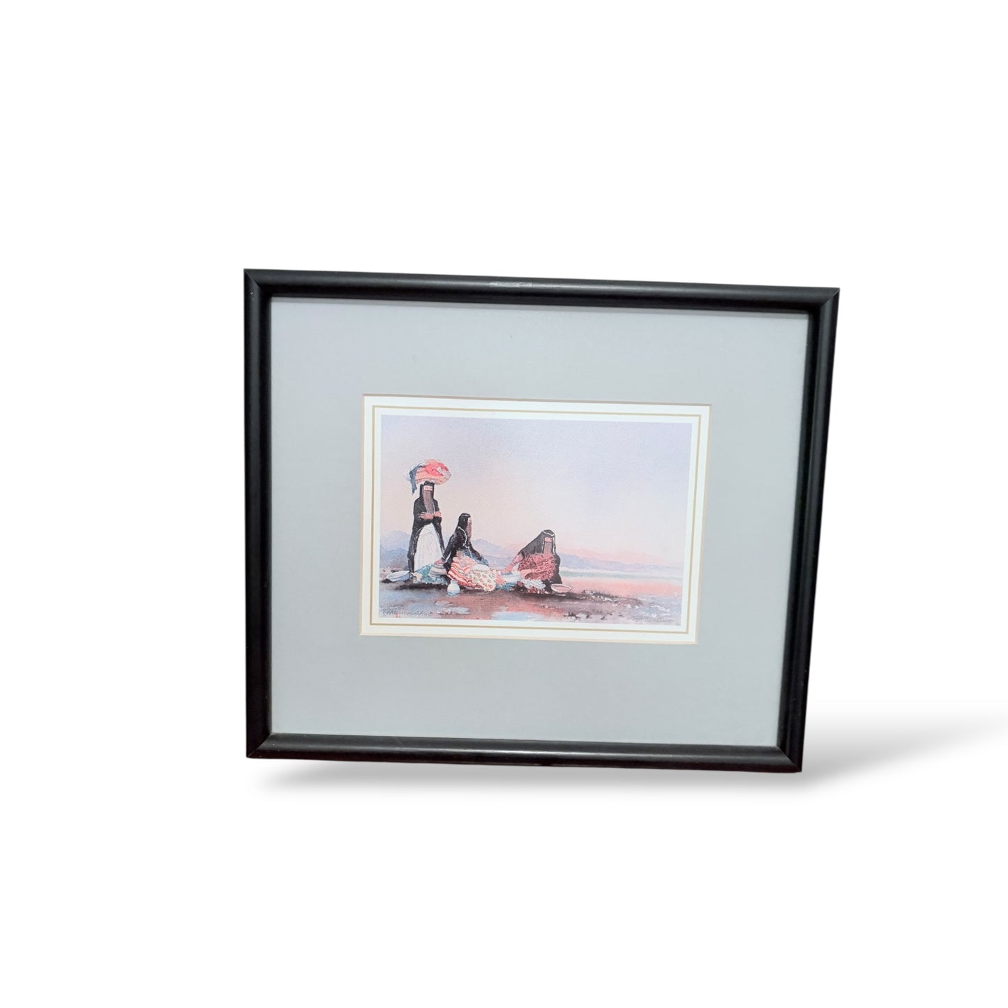 Vintage Framed Watercolour – Middle Eastern Women by Water, c.1970s