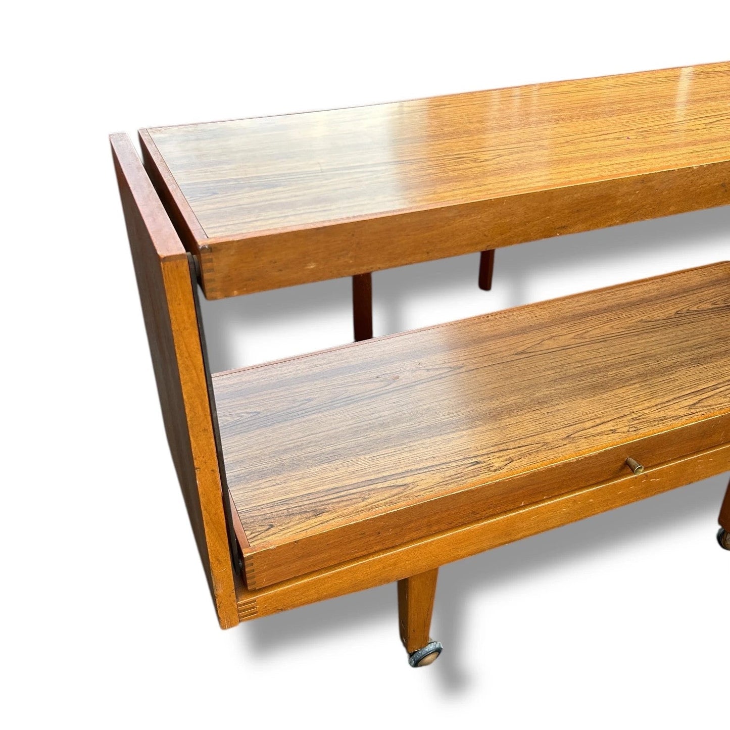Mid-Century Metamorphic Teak Serving Trolley / Convertible Utility Cart