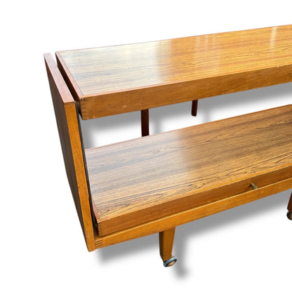 Mid-Century Metamorphic Teak Serving Trolley / Convertible Utility Cart