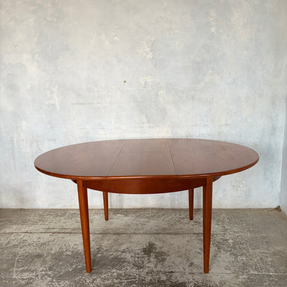 Mid Century Danish Teak Round Extending Dining Table