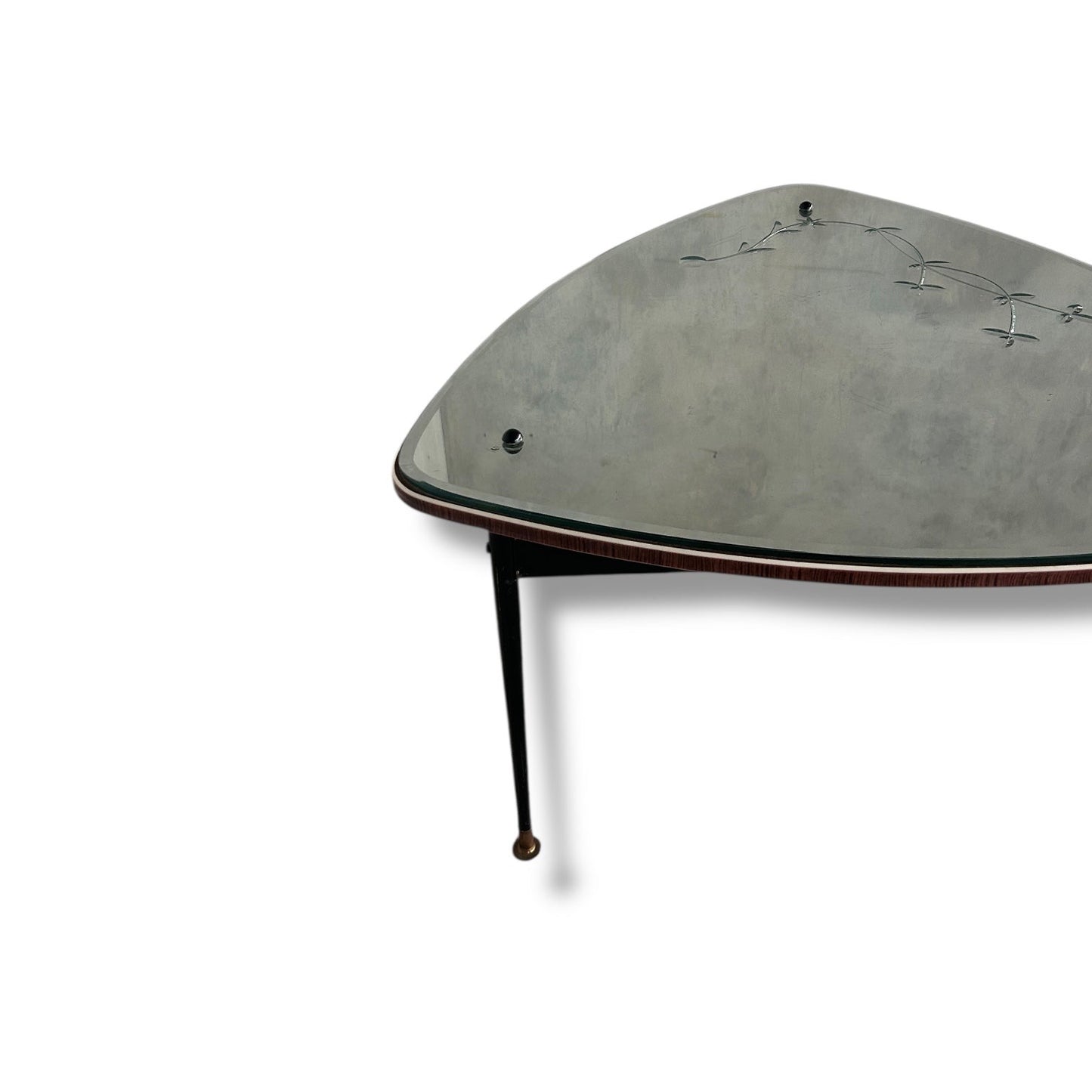 Space Age Mirrored Coffee Table with Ebonised Legs, c.1970s
