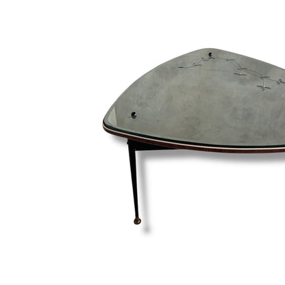 Space Age Mirrored Coffee Table with Ebonised Legs, c.1970s