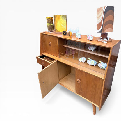 Mid Century Priory Oak & Walnut Drinks Cabinet