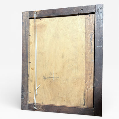 Antique Architectural Wood Marquetry Panel with Walnut Frame