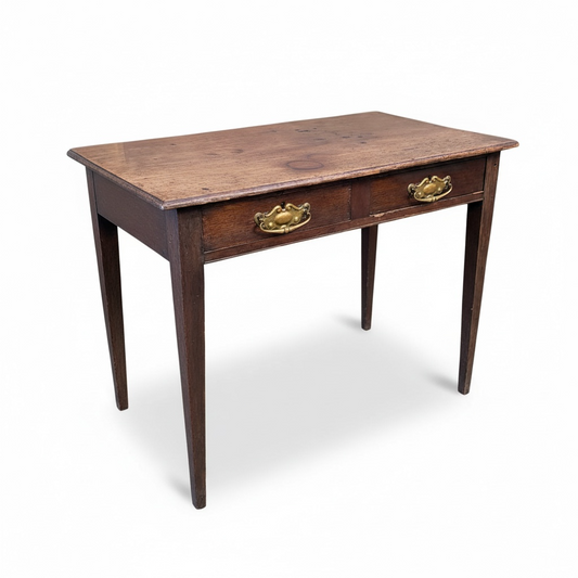 Antique Oak Desk – Vintage Writing Desk with Brass Handles | Compact Home Office