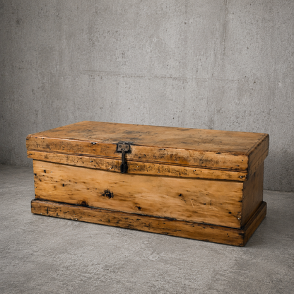 Antique Rustic Solid Pine Carpenter’s Tool Chest / Storage Box
