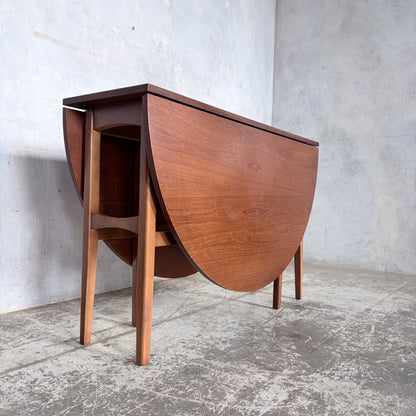 Mid Century Teak Round Drop Leaf Dining Table by Nathan