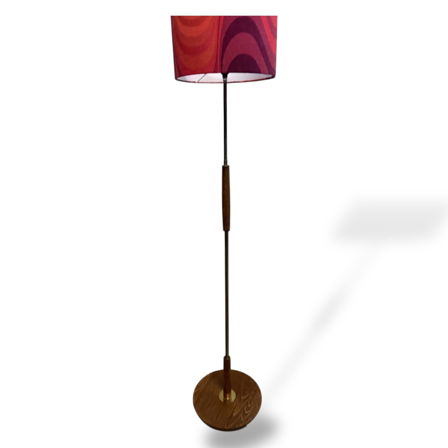 Vintage Teak Floor Lamp Mid Century Modern | Retro Standard Lamp with Fabric Shade — view 4