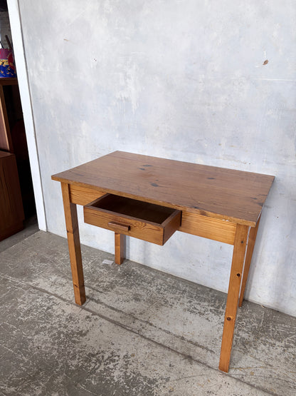 Vintage Compact Pine Writing Desk with Drawer