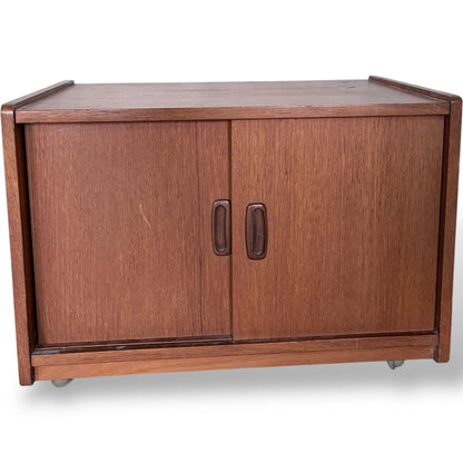 Mid-Century Teak Record Cabinet on Castors