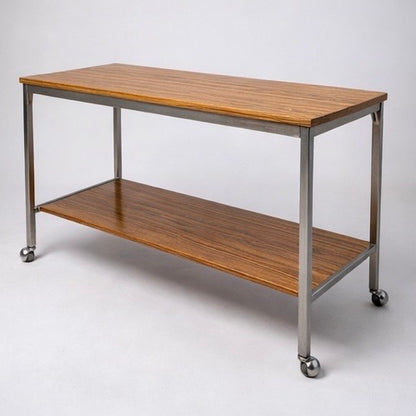Mid Century Drinks Trolley – Walnut & Chrome Bar Cart | Stylish Portable Bar