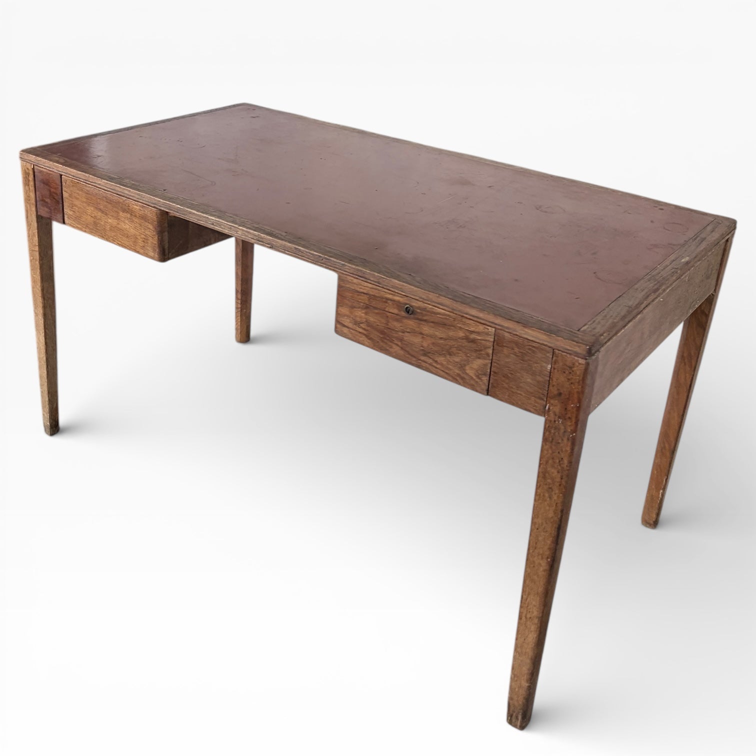 1950s Oak & Leather Military Compact Desk — view 5