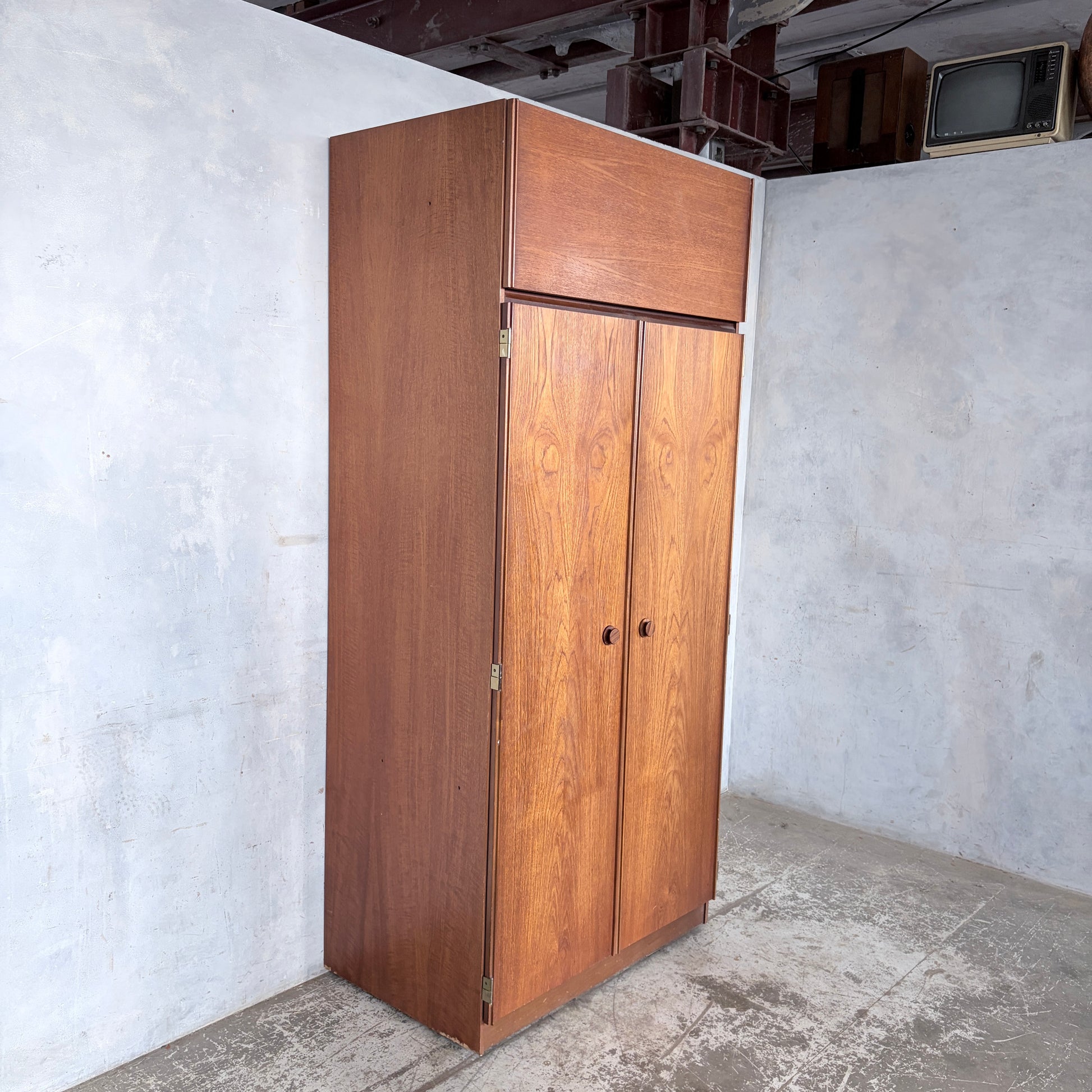 Mid Century Meredew Teak Double Wardrobe | Vintage British Bedroom Wardrobe