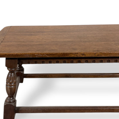 Solid Oak Coffee Table - Vintage Colonial Rustic English Farmhouse Living Room Table