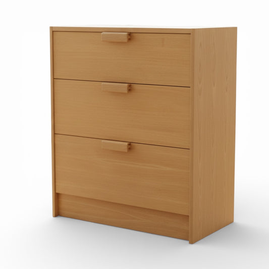 Vintage Teak Chest | Mid-Century Dresser with Three Drawers & Wooden Handles