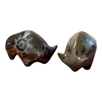 Elizabeth Skipworth Studio Pottery Bulls – Pair Vintage Lotus Pottery Animal Figures