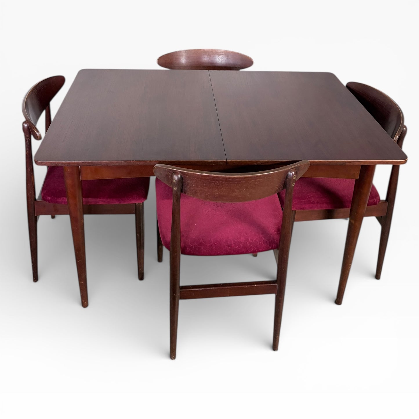 Mid Century Dining Table – Compact Extending Teak Set with Austinsuite Chairs