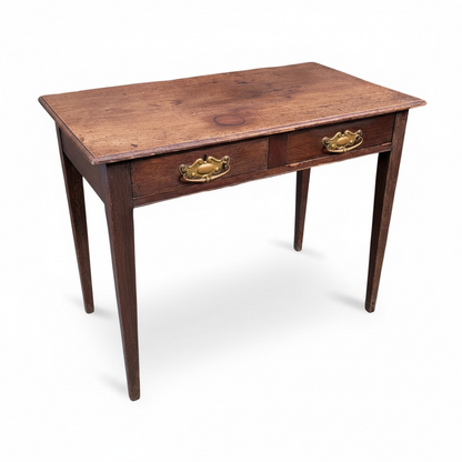 Antique Oak Desk – Vintage Writing Desk with Brass Handles | Compact Home Office