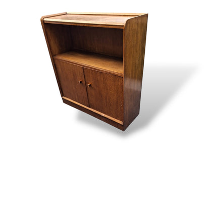 Vintage Oak Cabinet Bookcase with Cupboard Storage