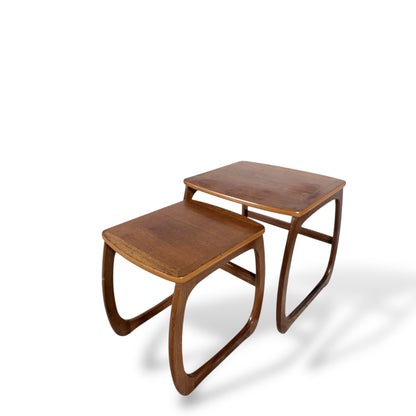 Mid Century Vintage Nathan Teak Curved Nest of Tables