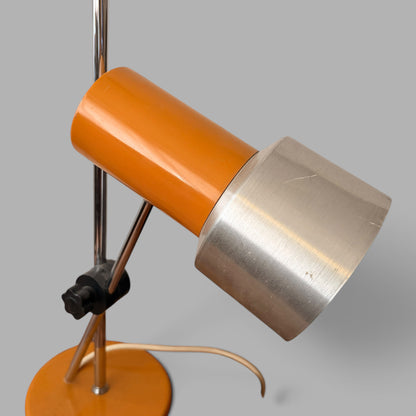 Vintage 1970s Mustard Orange & Chrome Adjustable Table Lamp Space Age