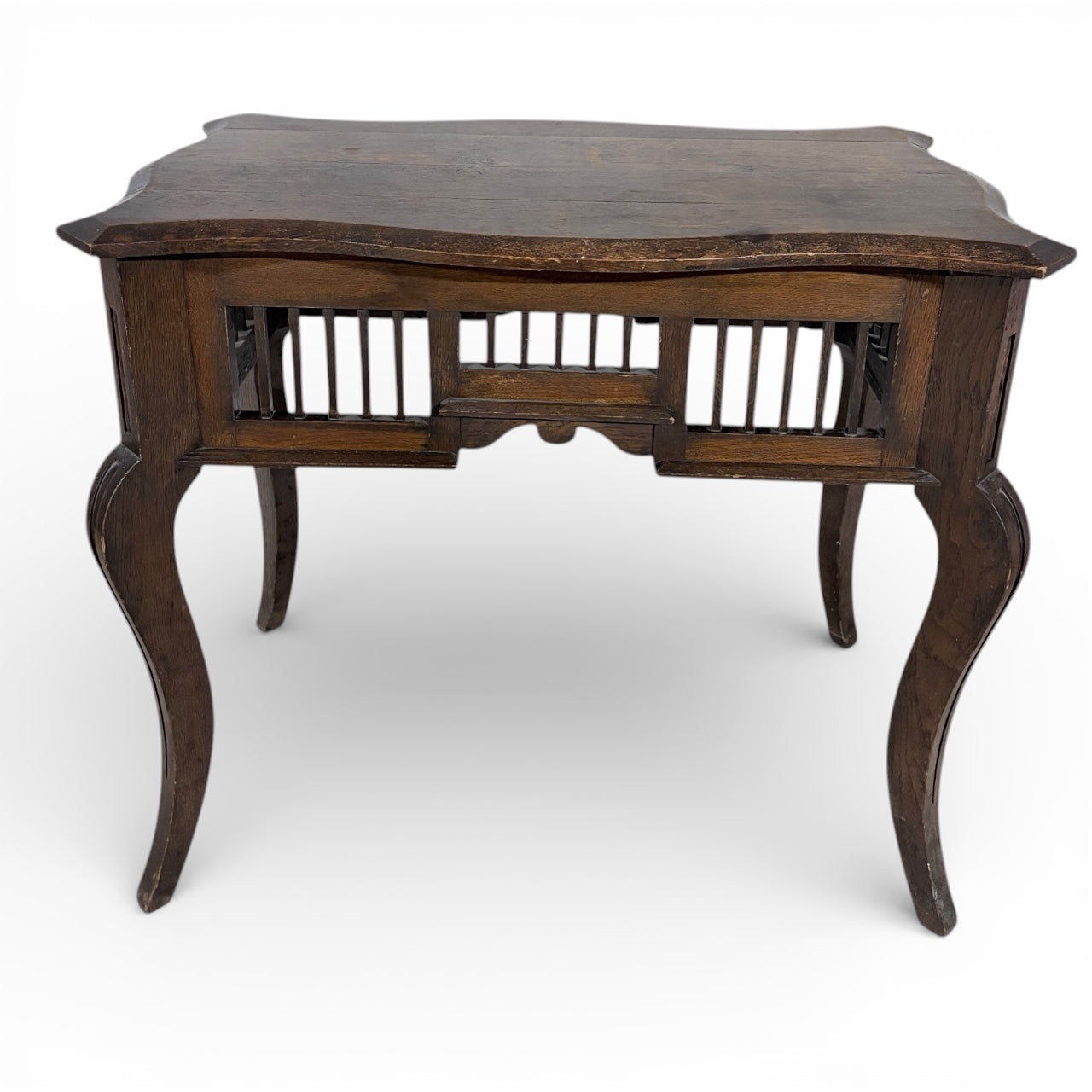 Victorian Side Table – Antique Hall Table With Slatted Side Panels & Cabriole Legs