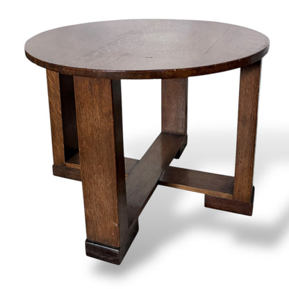 Arts & Crafts Oak Circular Low Table