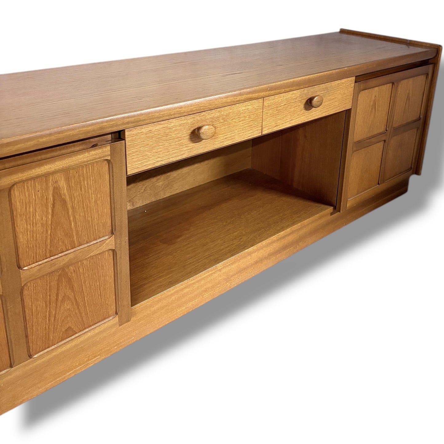 Vintage Teak Sideboard – Mid-Century British Furniture | Sliding Door Storage