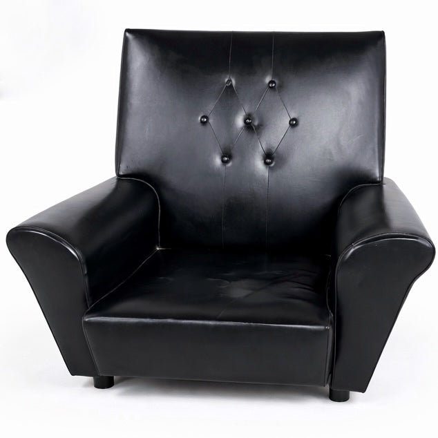 Black Leather Wingback Armchair – Mid-Century Style