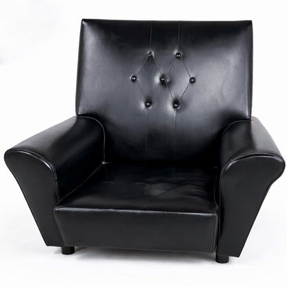 Black Leather Wingback Armchair – Mid-Century Style