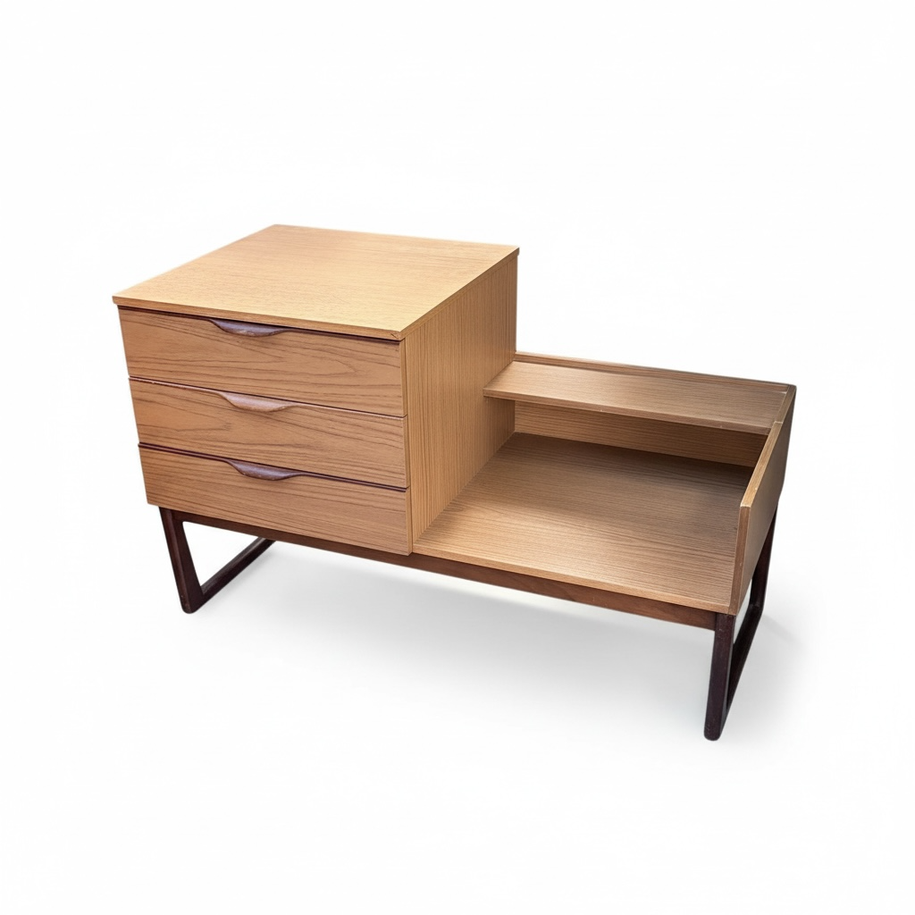 Mid-Century Europa Teak & Formica Drawer Storage Bench