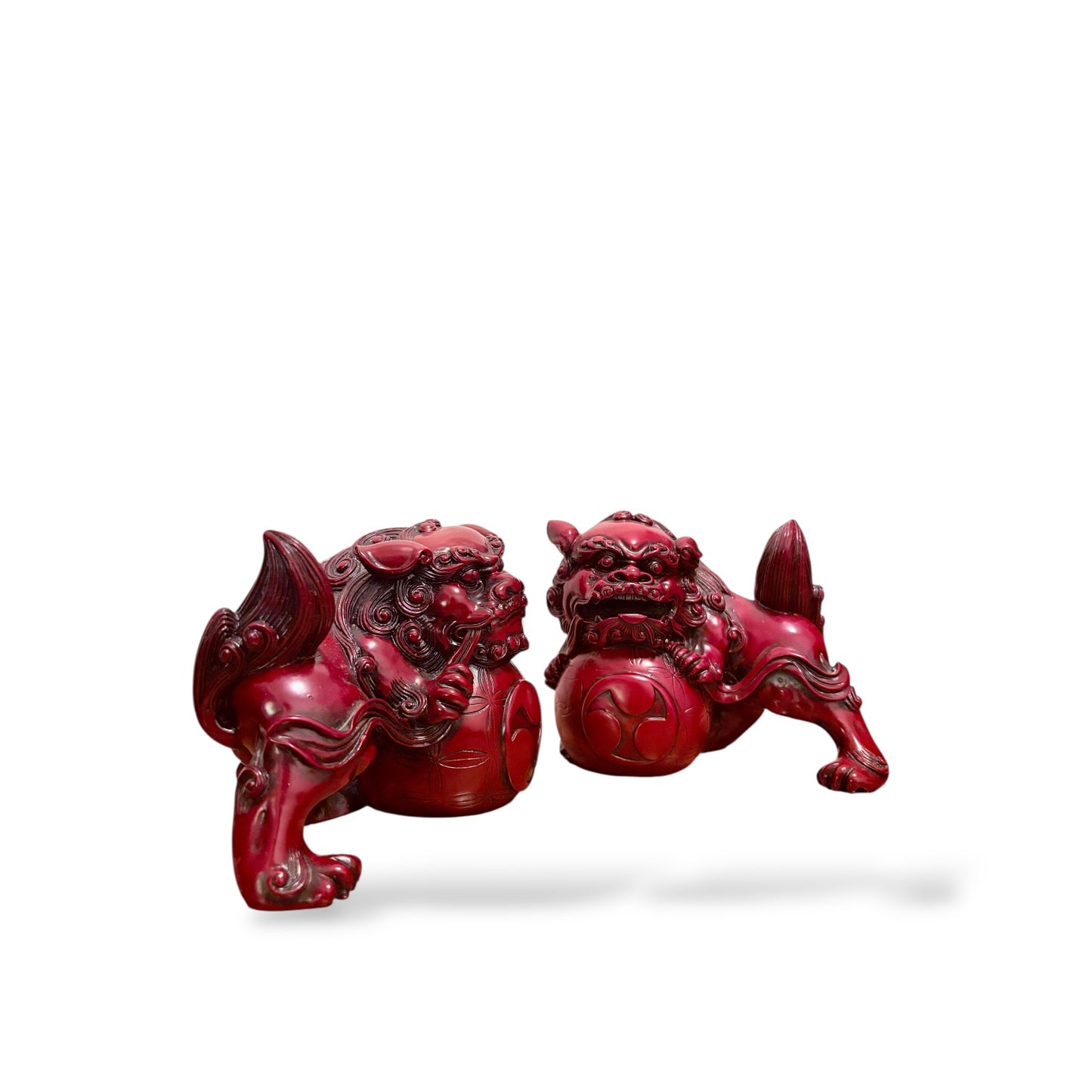 Heavy Resin Foo Dogs - Matching Pair Vintage Sculptures — view 4