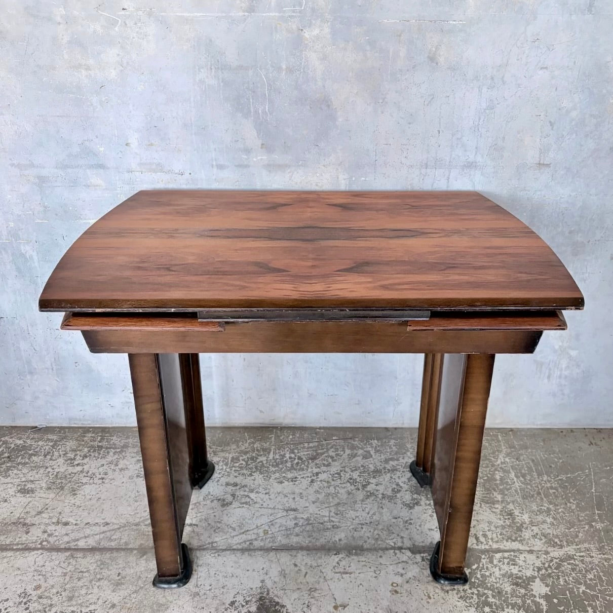 Art Deco Burr Walnut Draw Leaf Extending Dining Table