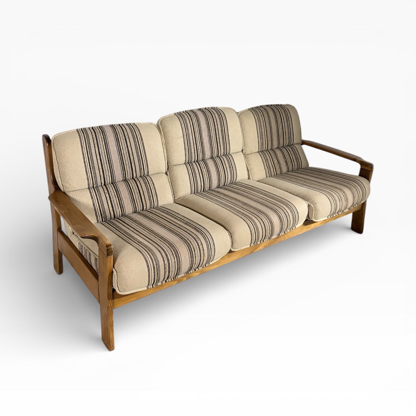 Mid-Century Danish Beech Three-Seater Sofa