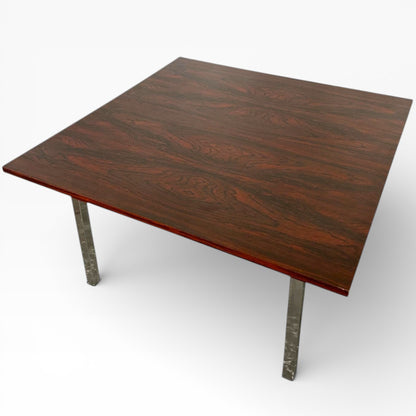 Vintage Coffee Table – Rosewood Top With Chrome Legs | Mid Century Square Low Table