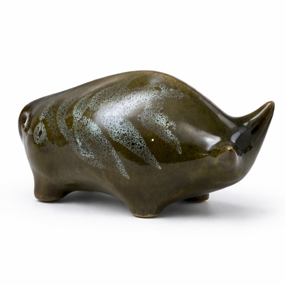 Elizabeth Skipworth Studio Pottery Bulls – Pair Vintage Lotus Pottery Animal Figures