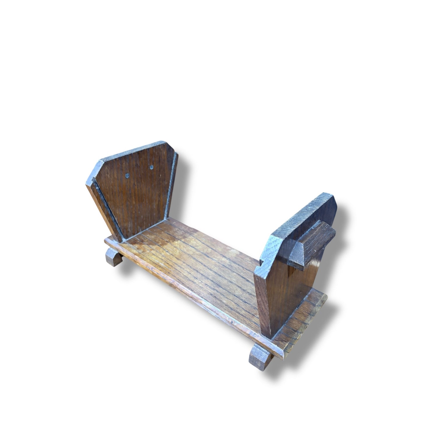 Arts & Crafts Solid Oak Book Trough | Antique Wooden Book Stand & Display — view 6
