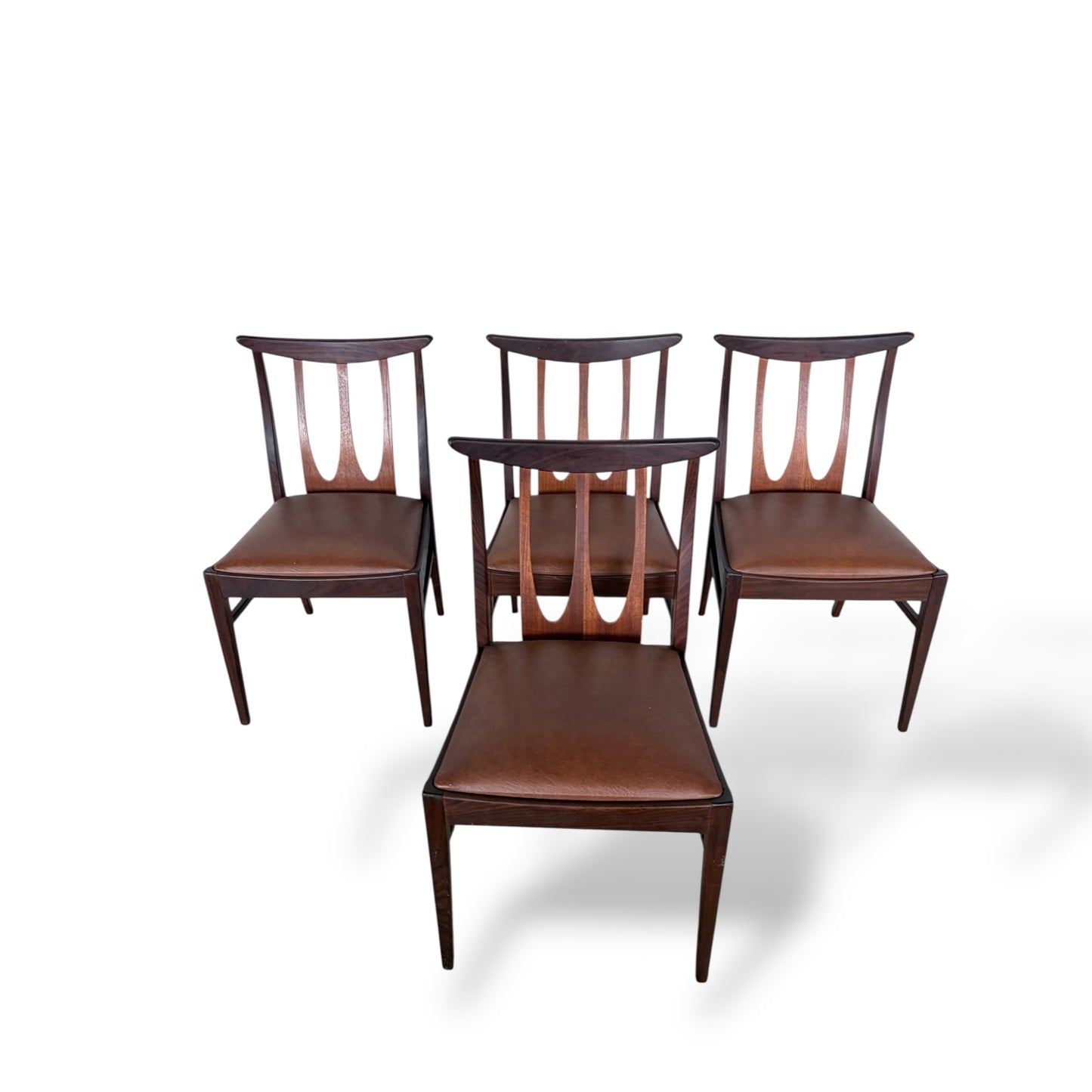 G Plan Brasilia Dining Chairs – Set of Four – Teak & Brown Vinyl