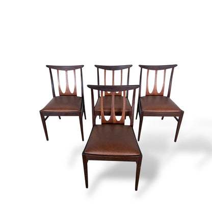 G Plan Brasilia Dining Chairs – Set of Four – Teak & Brown Vinyl