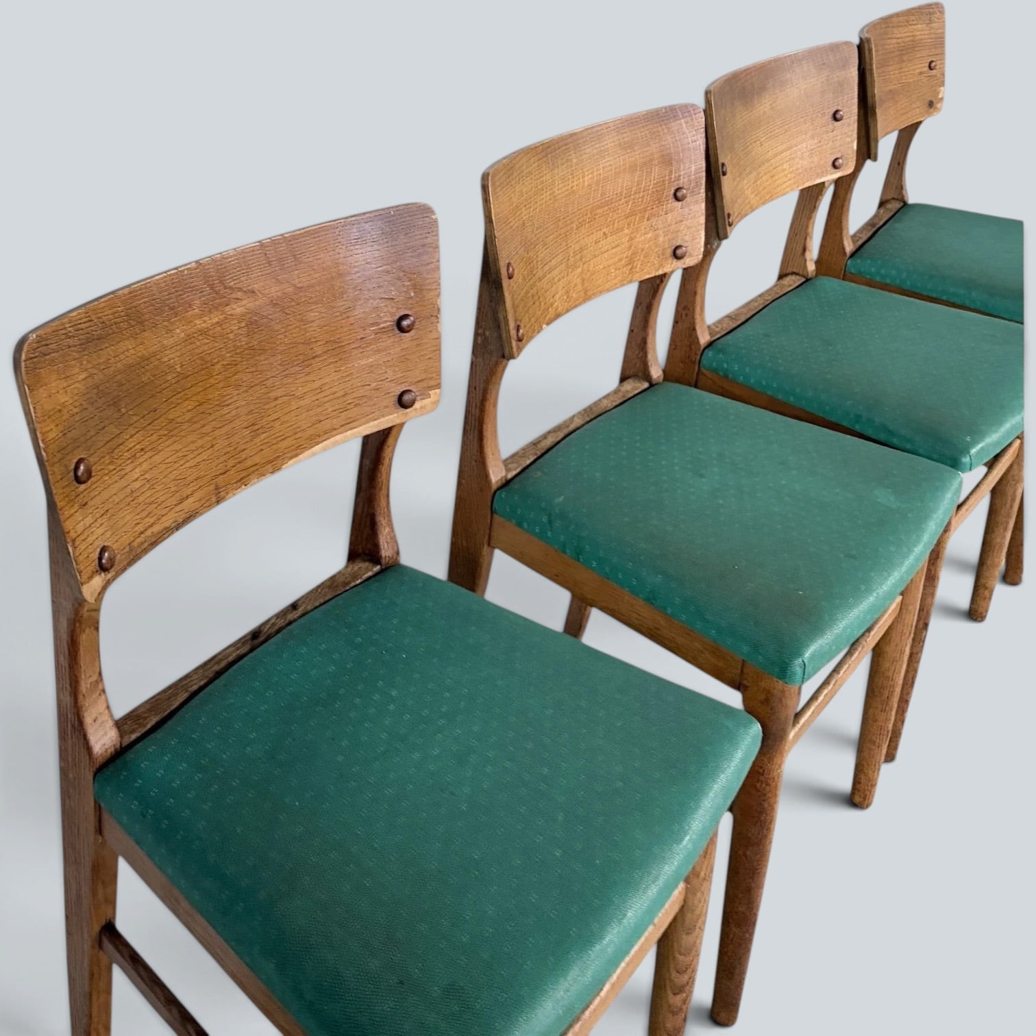 Mid Century Vintage Oak Dining Chairs – Set of Four