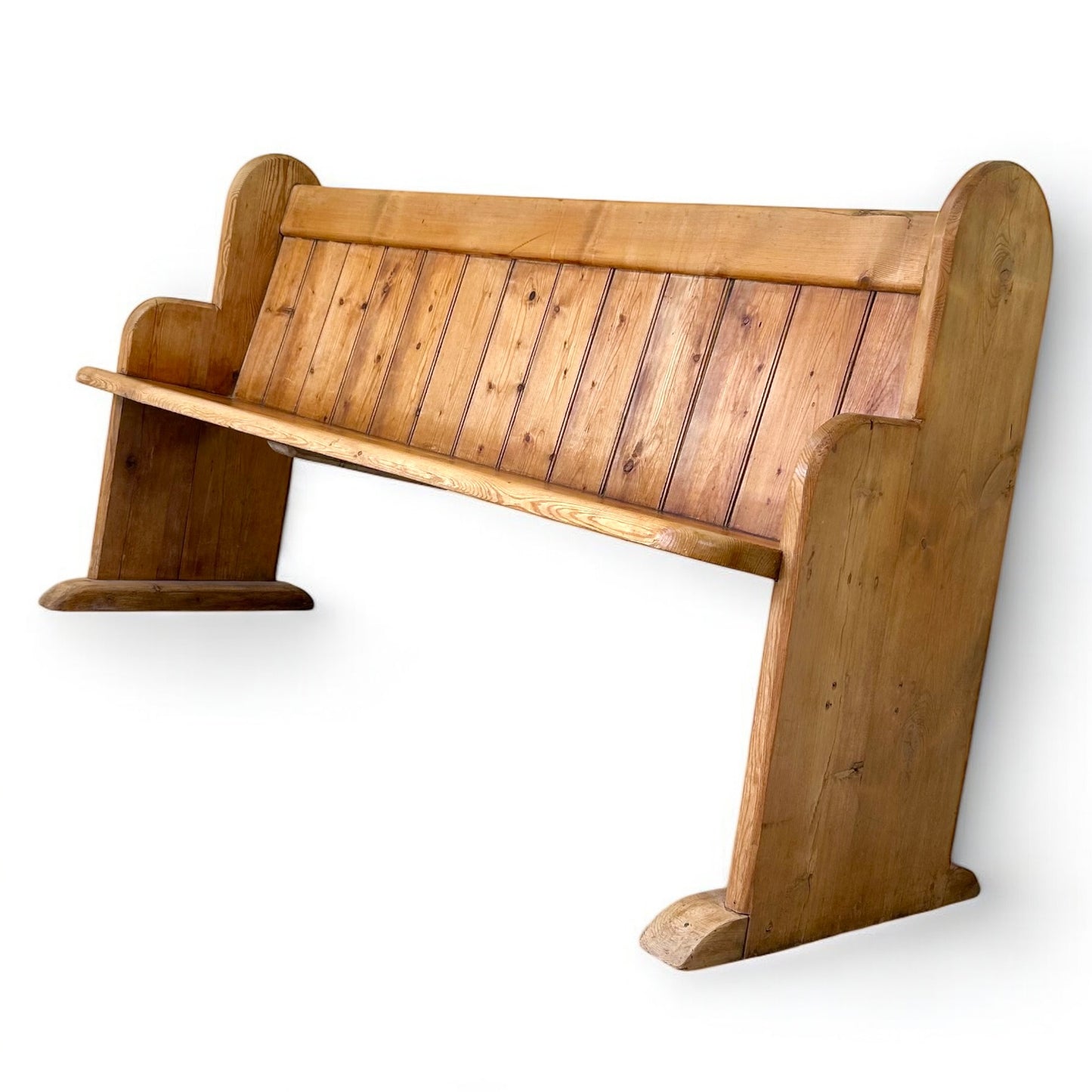 Victorian Pine Church Pew Bench Antique Hall Seat with Arched Detail Farmhouse Entryway Furniture