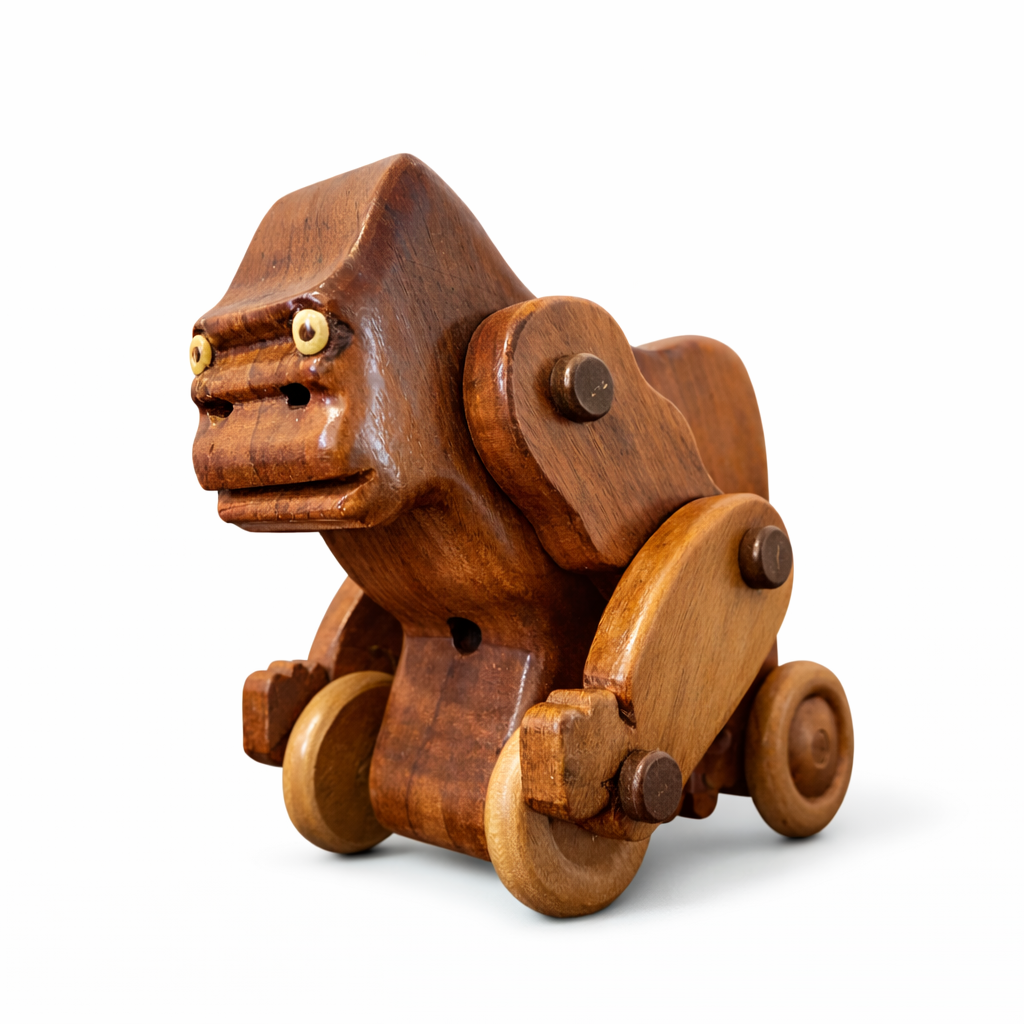 Mid Century Articulated Wooden Gorilla Toy Sculpture