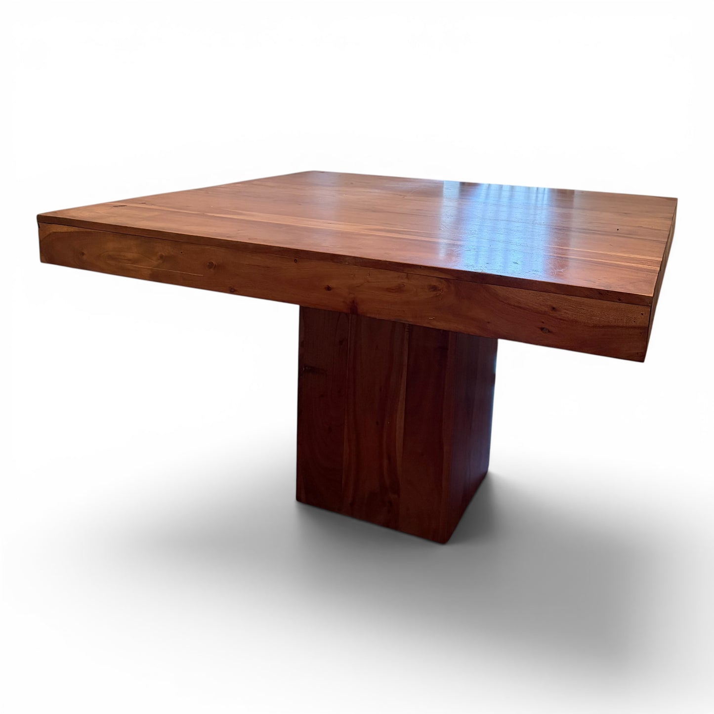 Vintage Solid Mango Wood Square Pedestal Dining Table