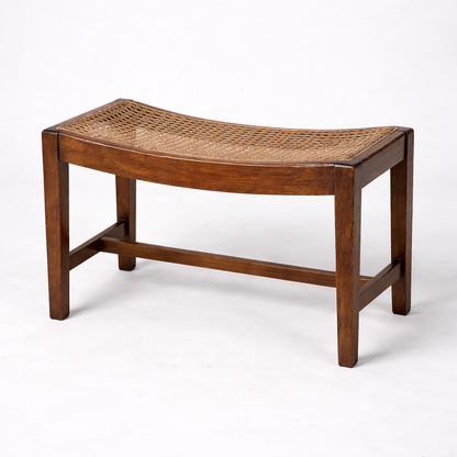 Antique Oak & Rattan Handmade Stool (Yorkshire)