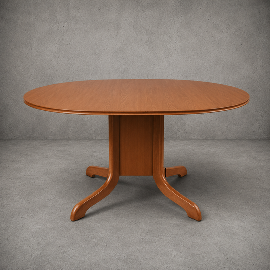 Morris of Glasgow Mid Century Teak Oval Drop Leaf Gateleg Dining Table