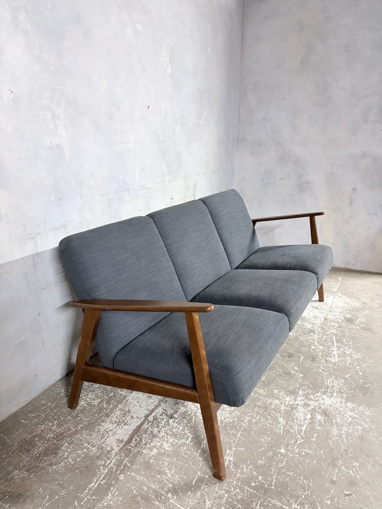 Vintage 1990s IKEA Teak Three-Seater Sofa – Scandinavian Lounge Sofa